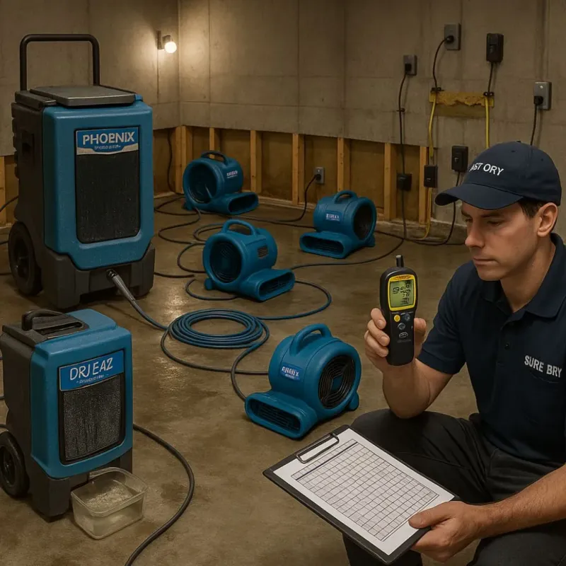 Structural Drying and Dehumidification process in Clarksville, IA